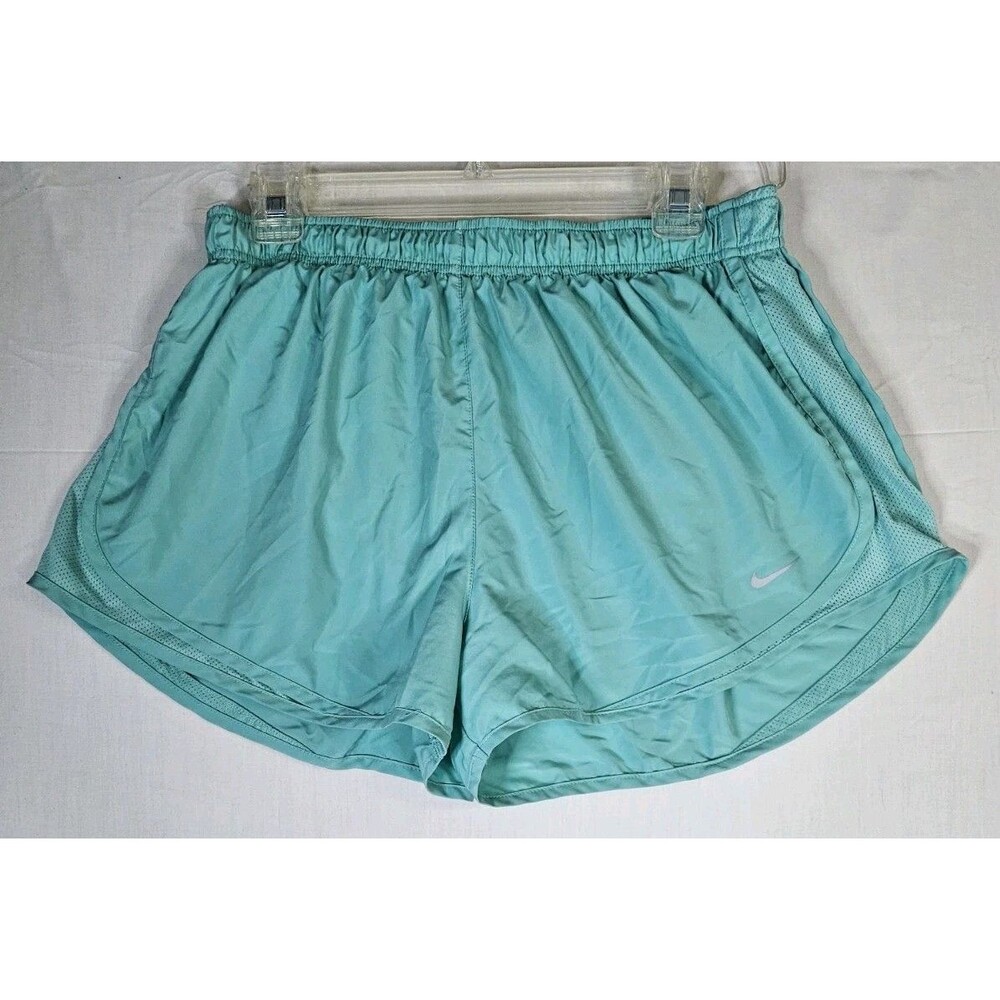 Nike Shorts Women's Size XL Green Dri Fit Running Brief Lined Drawstring Stretch